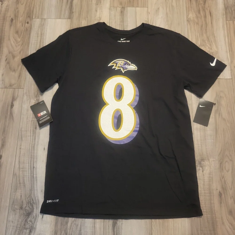 NFL Baltimore Ravens Jackson #8 T-Shirt Men's Large Black Nike Dri-Fit  NEW